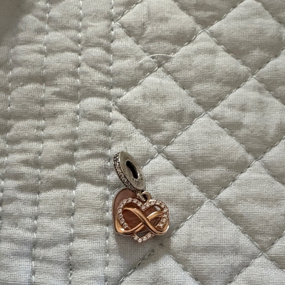 Pandora Heart Charm with Rose Gold and Silver